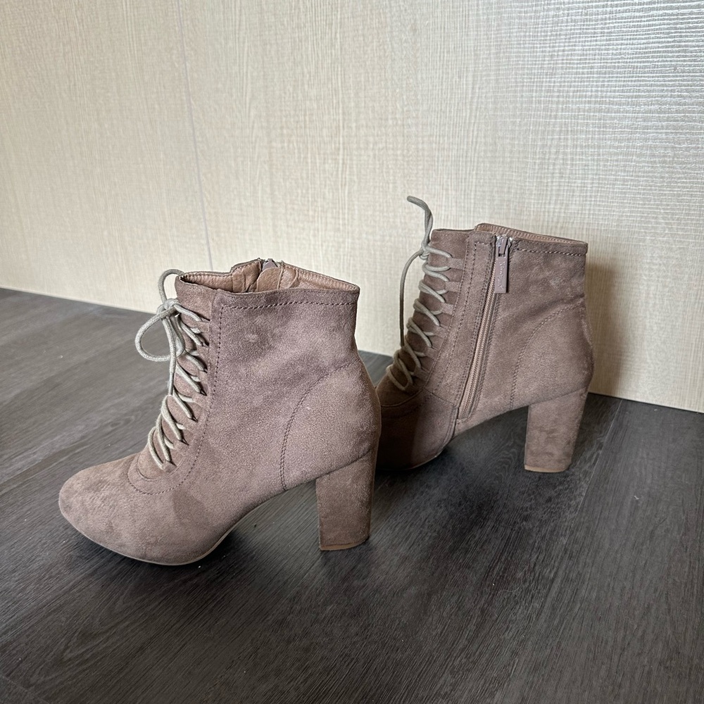Suede effect lace up ankle boots